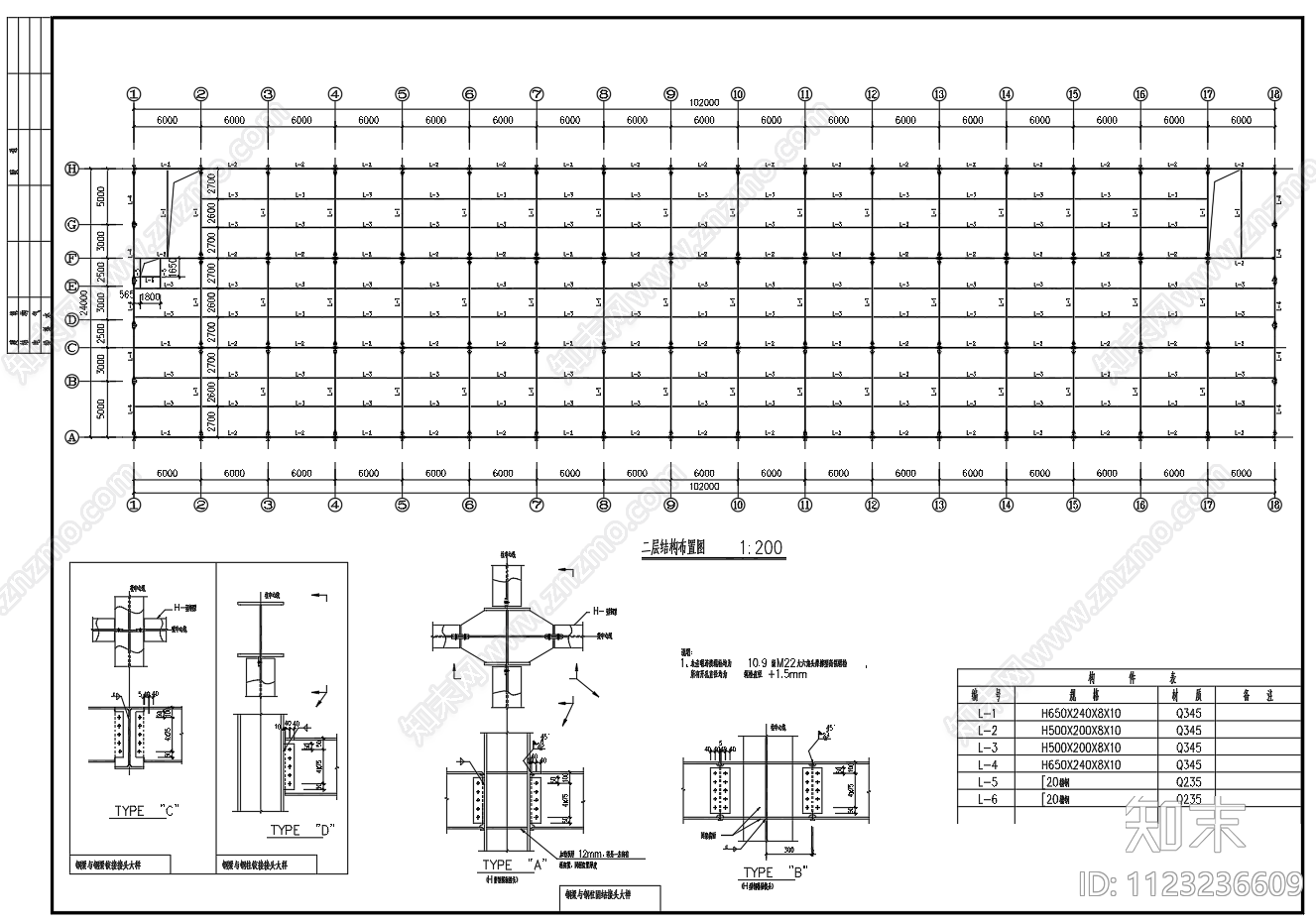 102米长24米跨双层独立基础钢结构车间厂房建筑结构施工图下载【ID:1123236609】