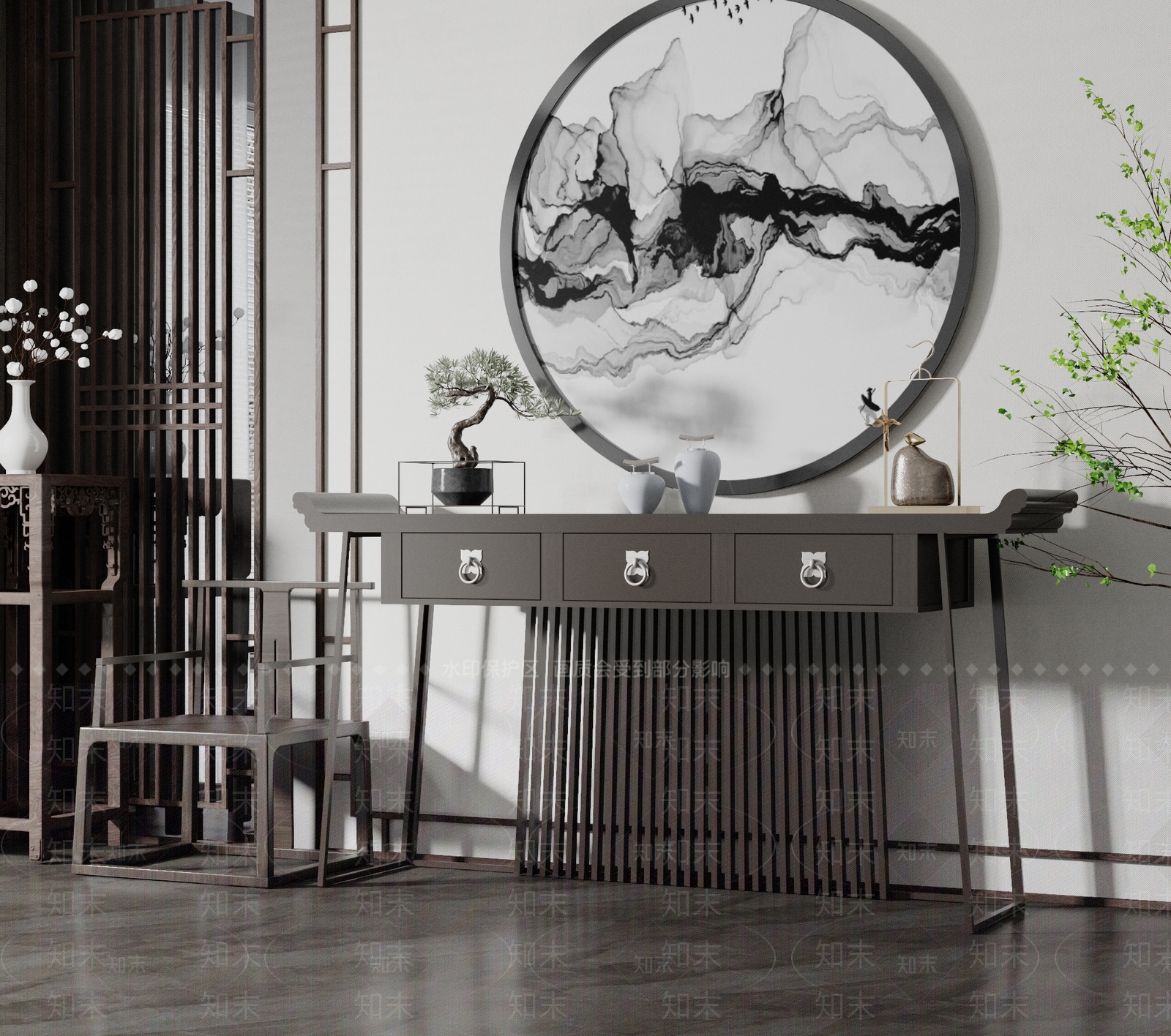新中式端景条案3D模型下载【ID:1123237157】