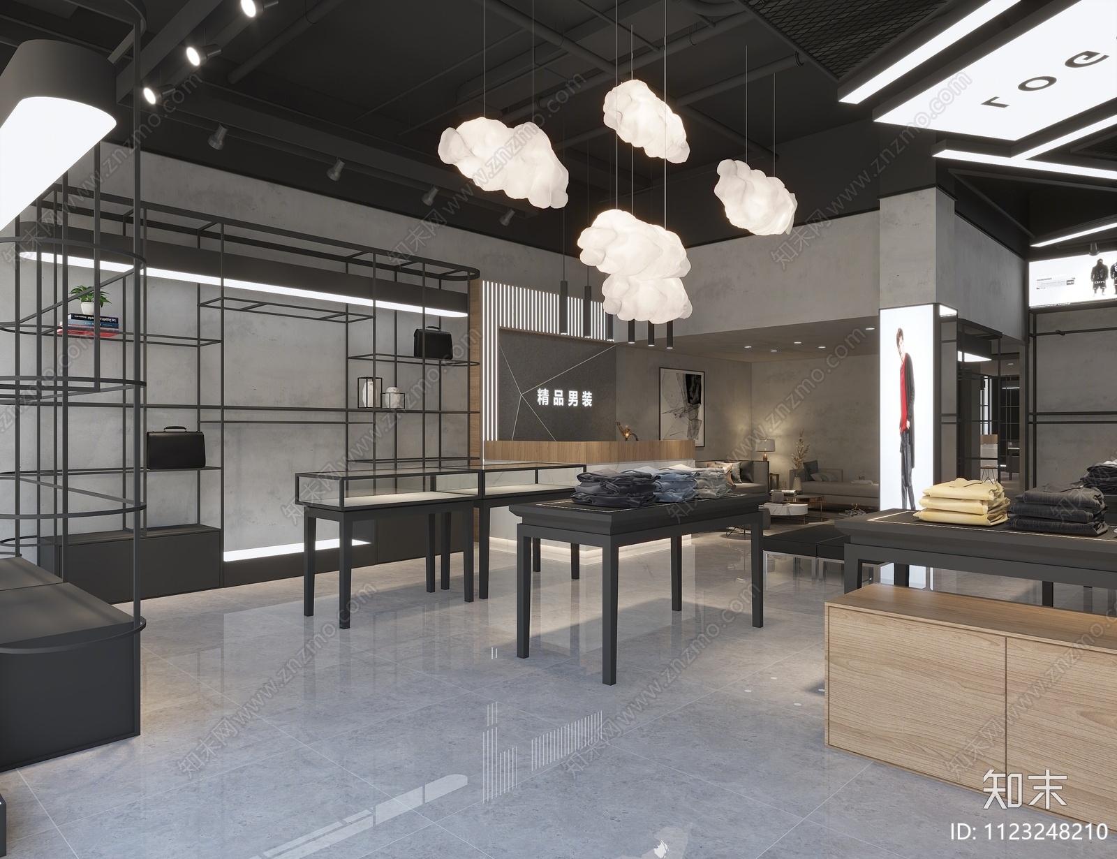 工业风男装店3D模型下载【ID:1123248210】