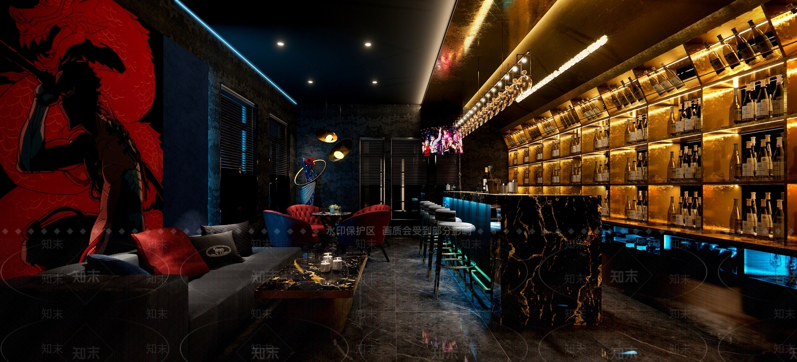 现代别墅酒吧SU模型下载【ID:1123253467】