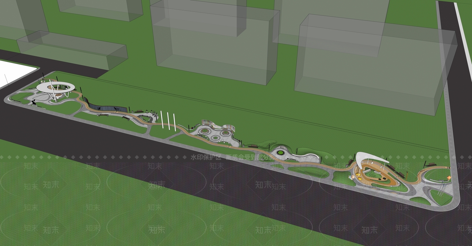现代公园景观SU模型下载【ID:1123253882】