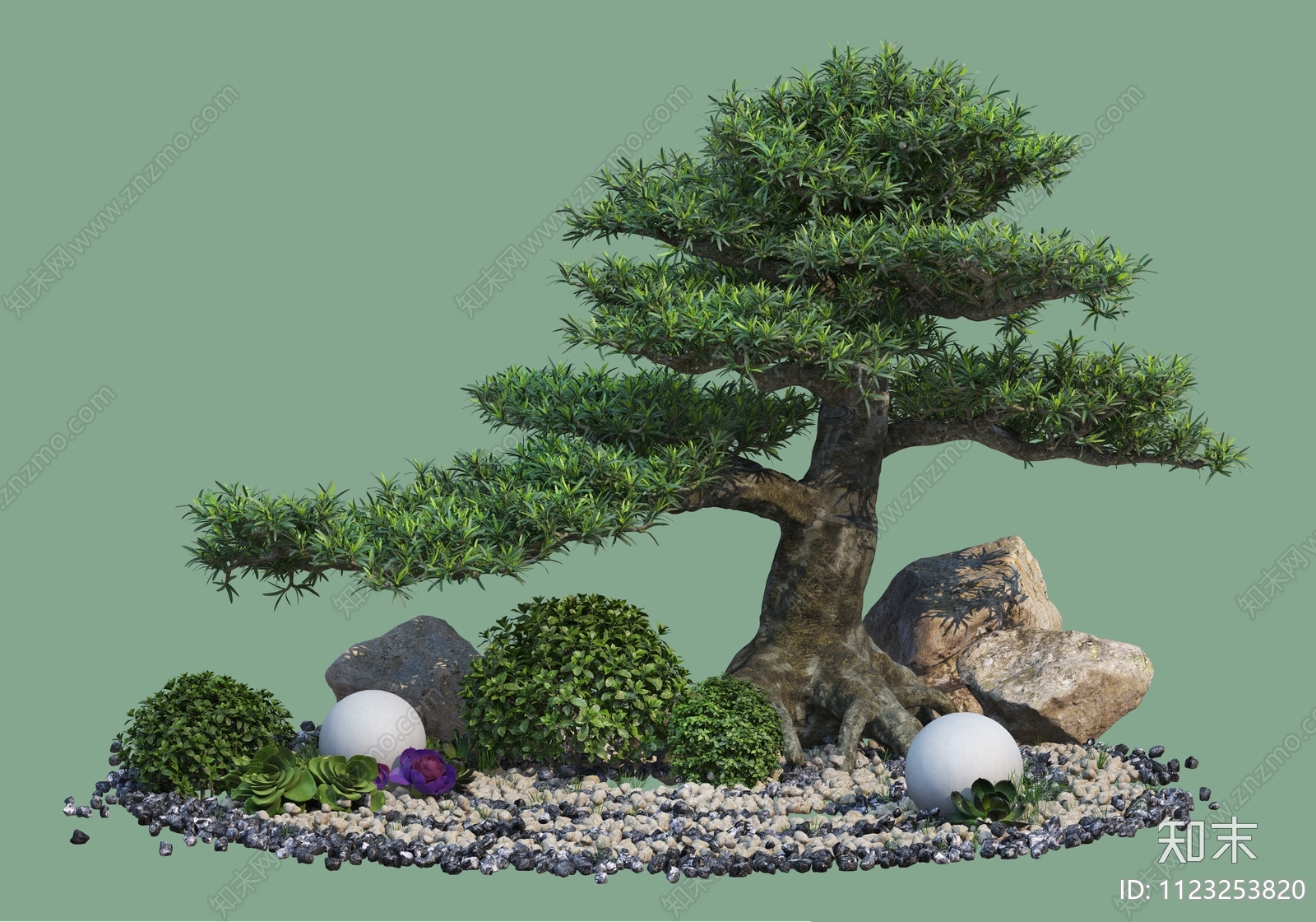 造型树石头日式景观植物造景psd免抠贴图下载【ID:1123253820】_【知末网贴图库】