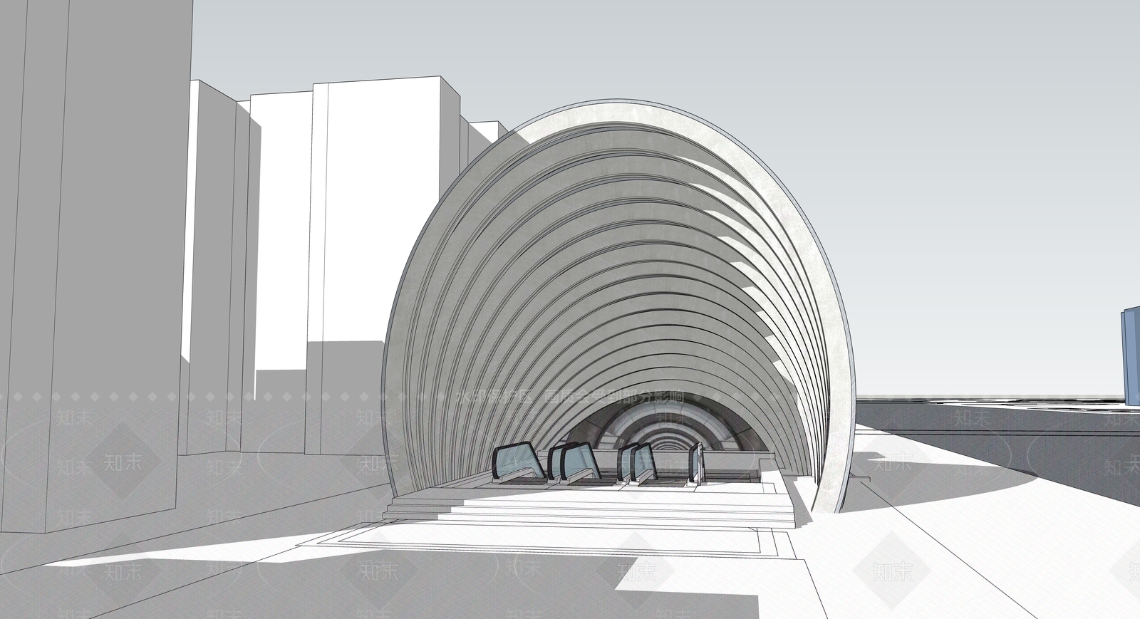 现代地铁站出入口SU模型下载【ID:1123253707】