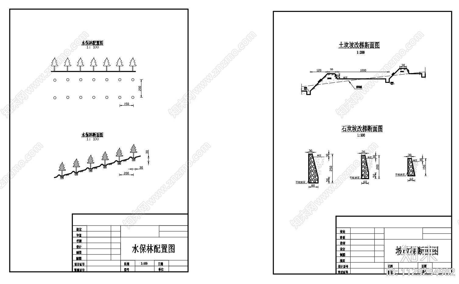 水土保持项目典型单体工程结构布置CAD图纸cad施工图下载【ID:1123254982】