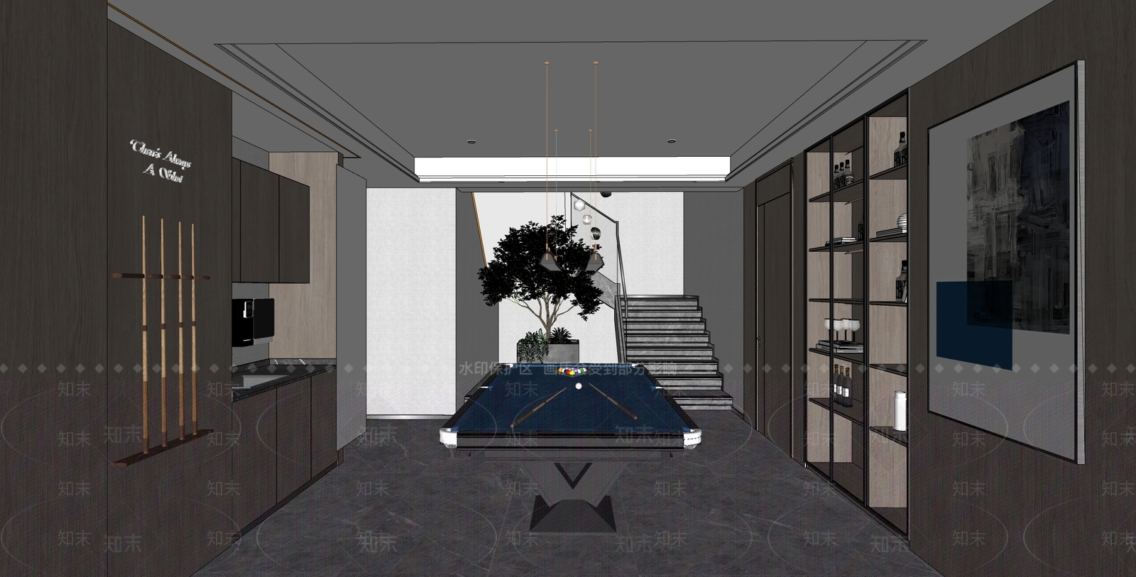 现代台球室SU模型下载【ID:1123261007】