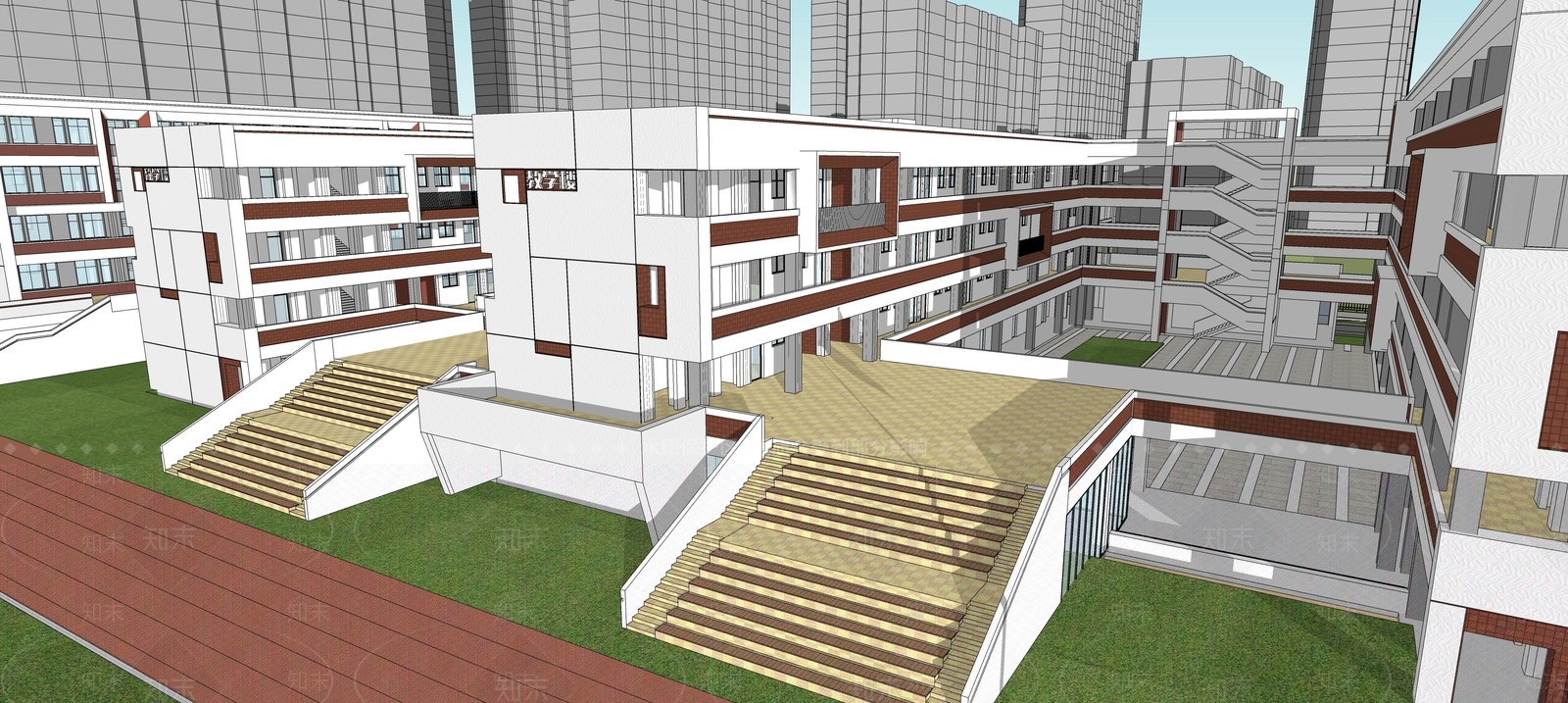 现代中小学SU模型下载【ID:1123267829】_知末su模型网