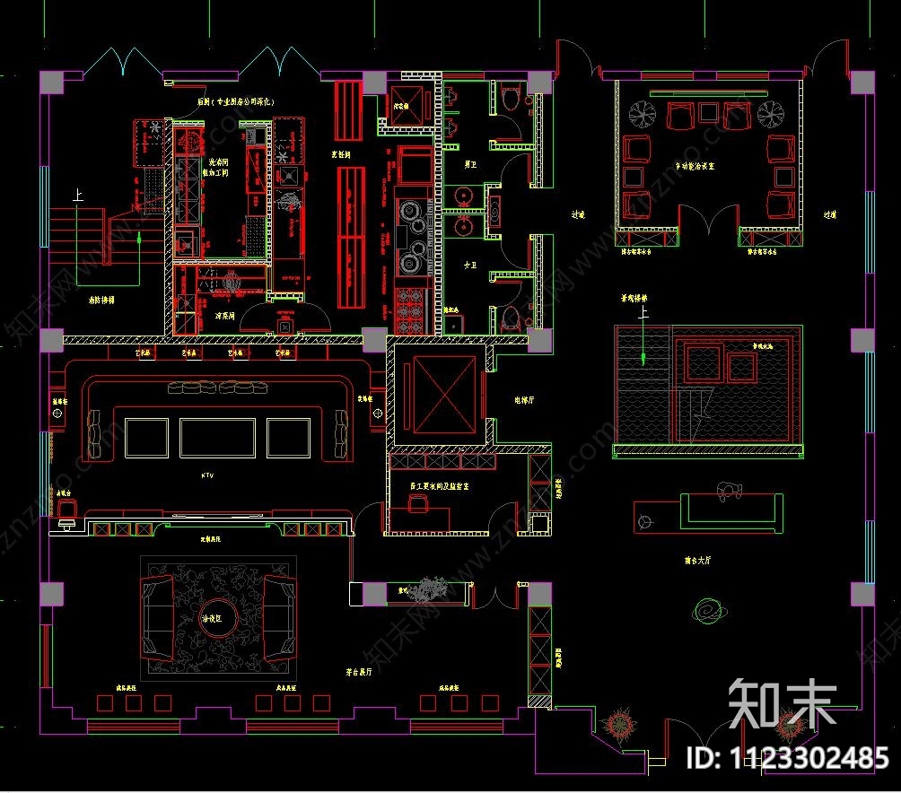 餐饮会所艺术茶室施工图下载【ID:1123302485】