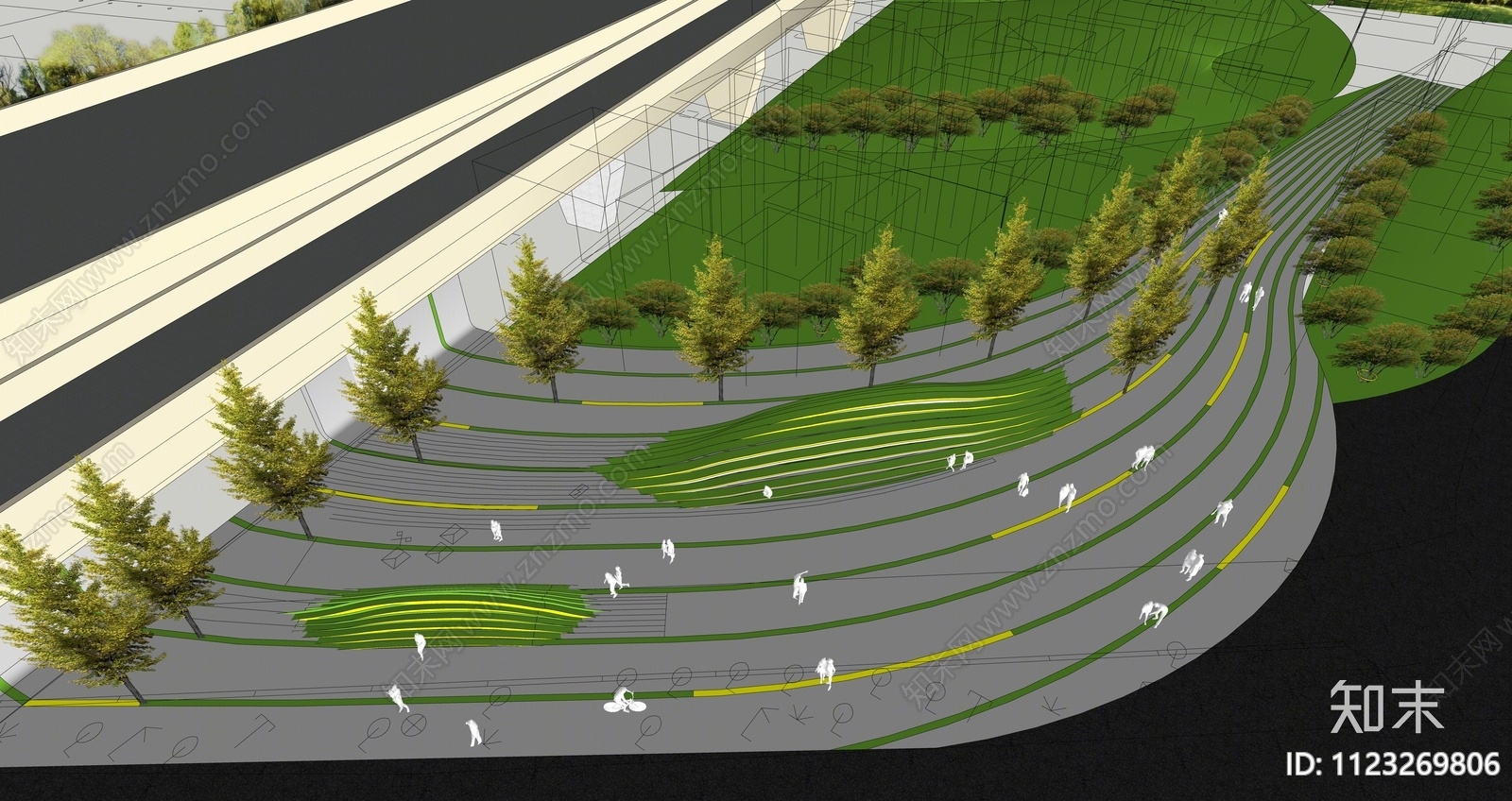 现代公园景观SU模型下载【ID:1123269806】