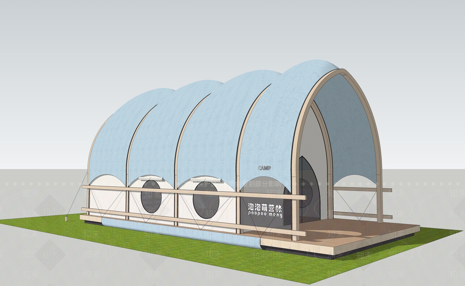 泡泡萌帐篷SU模型下载【ID:1123270317】