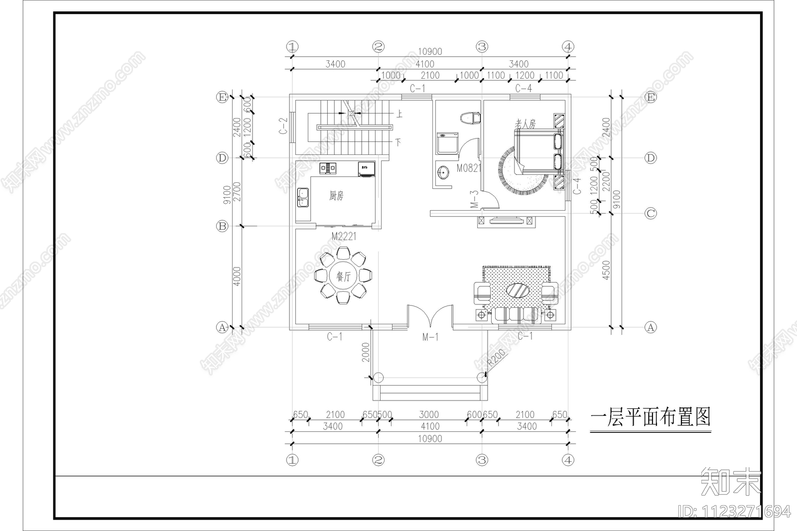 二层农村自建房别墅建筑施工图下载【ID:1123271694】