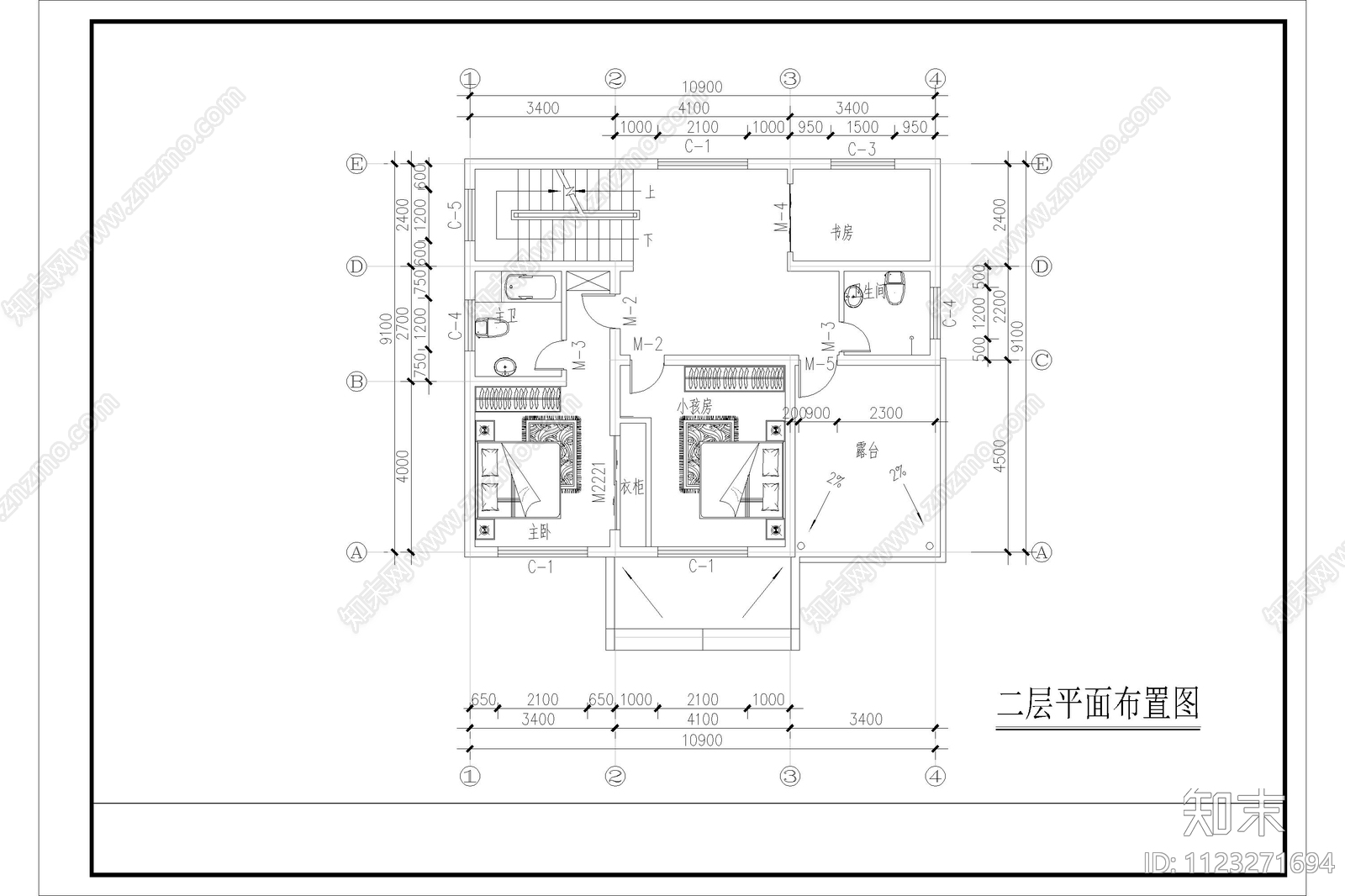 二层农村自建房别墅建筑施工图下载【ID:1123271694】