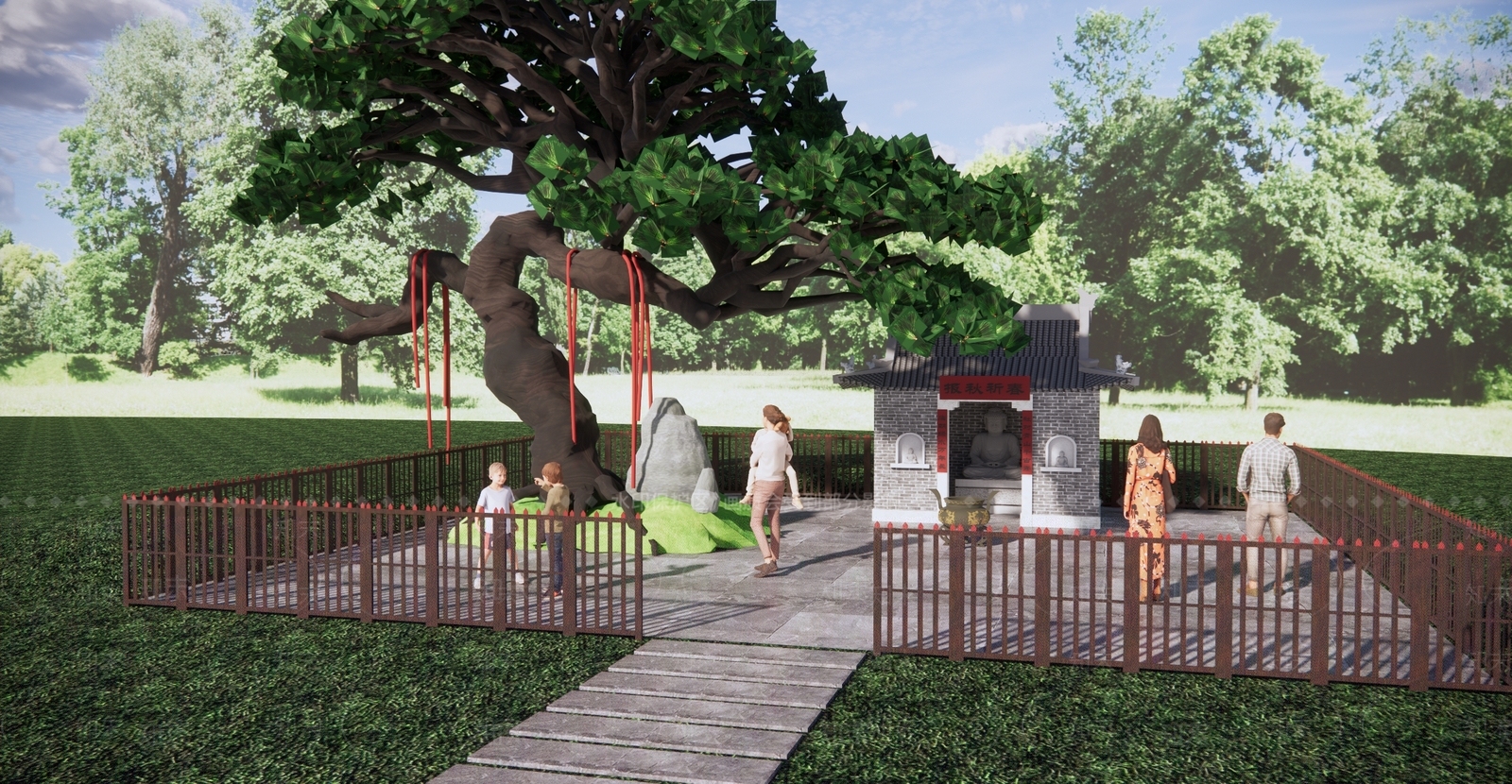 新中式土地庙SU模型下载【ID:1123272064】