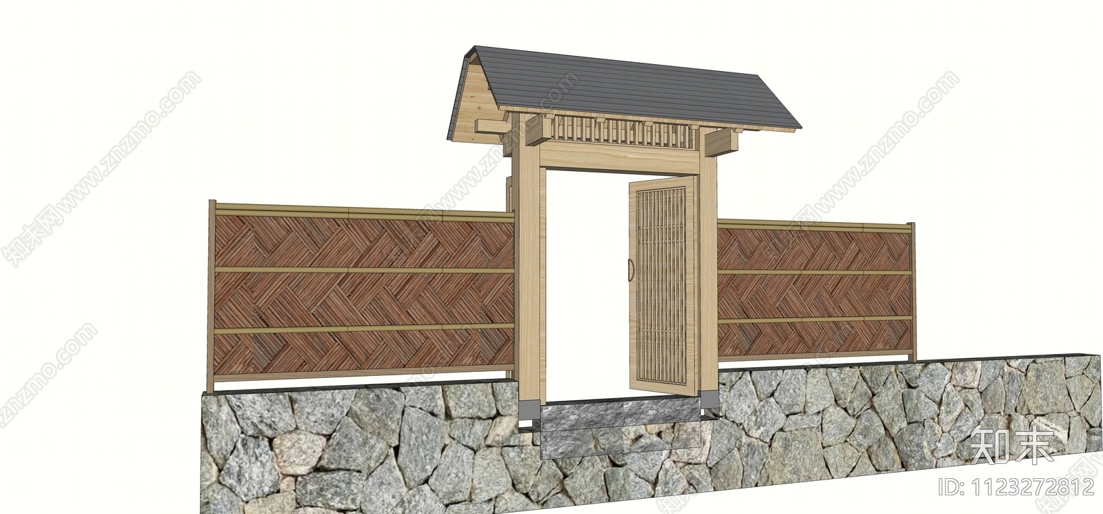 日式篱笆围墙院门SU模型下载【ID:1123272812】