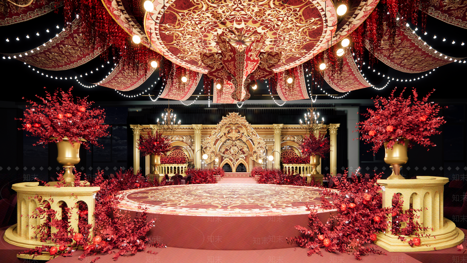 欧式婚礼宴会厅SU模型下载【ID:1123273796】