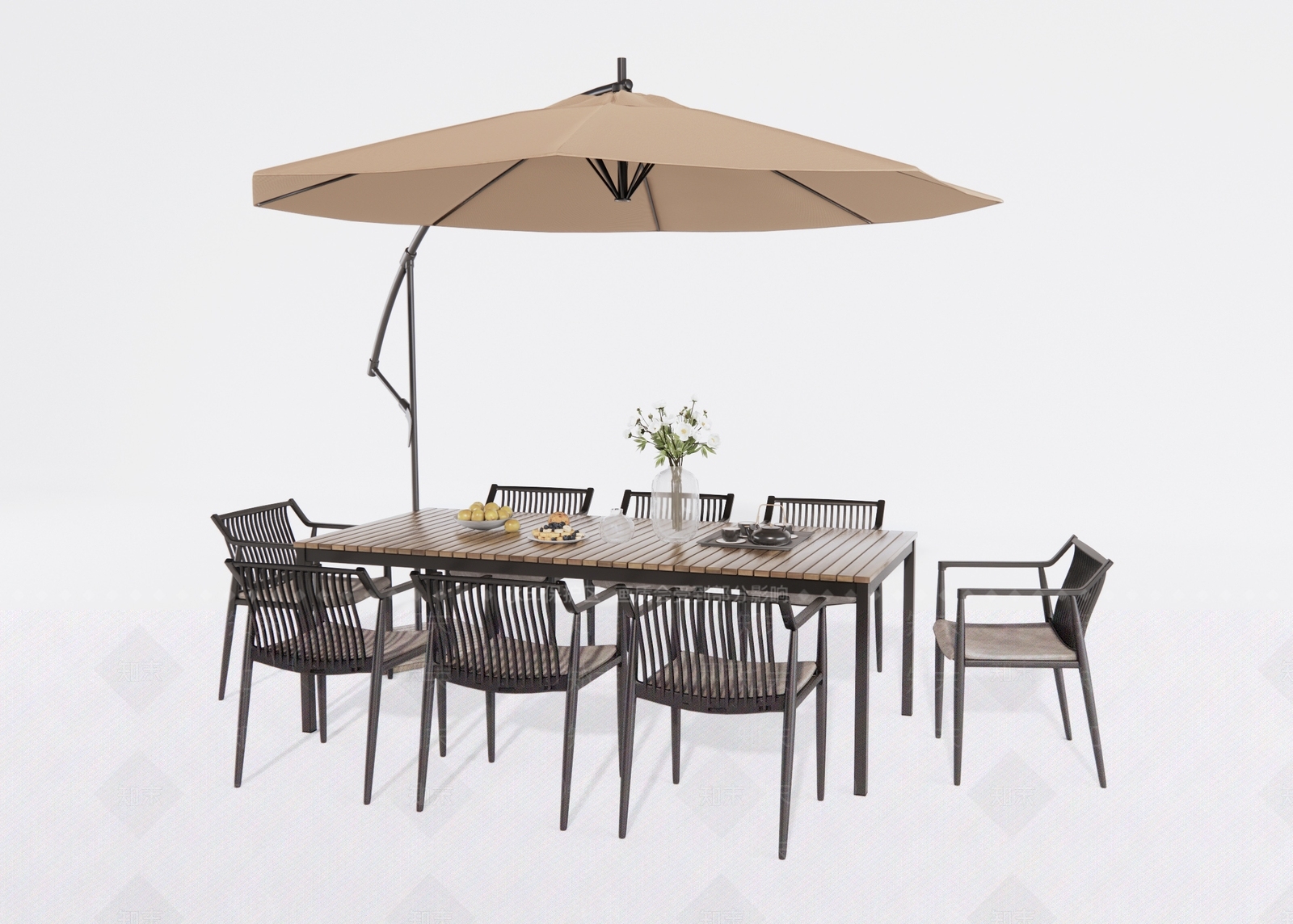 现代户外铁艺休闲桌椅3D模型下载【ID:1123277029】