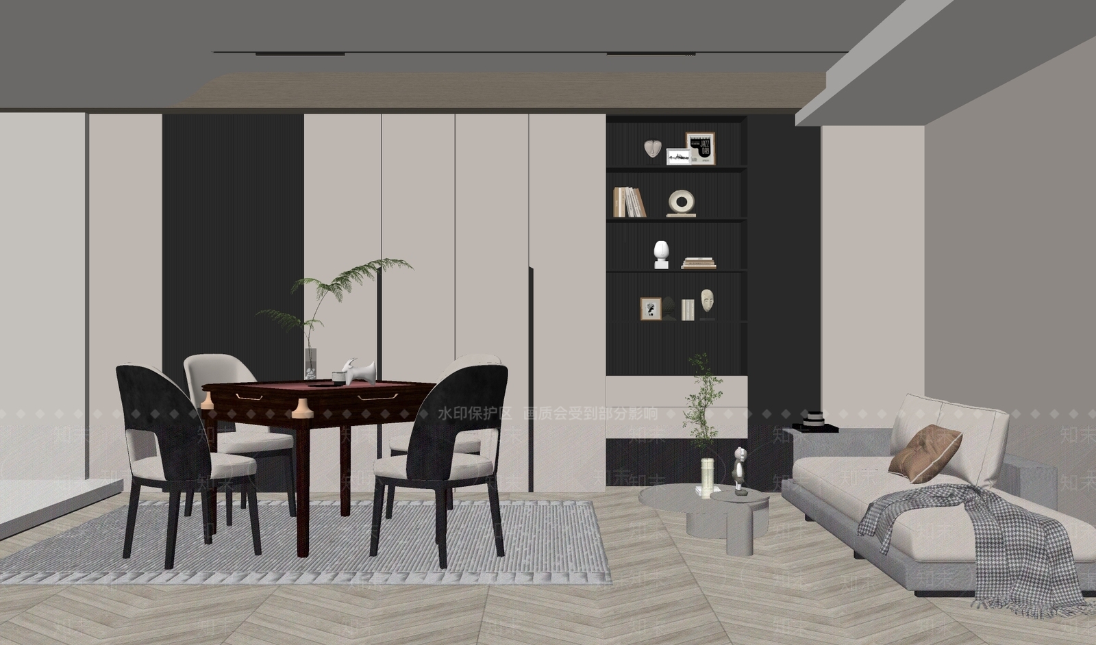 现代棋牌室SU模型下载【ID:1123279284】