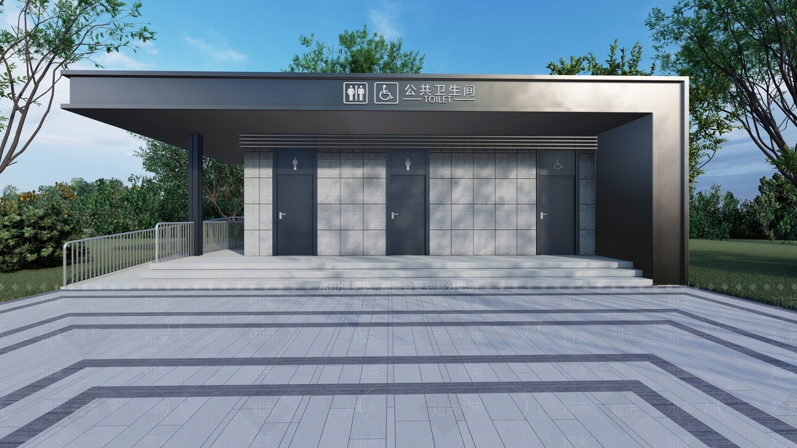 现代公共厕所SU模型下载【ID:1123284252】