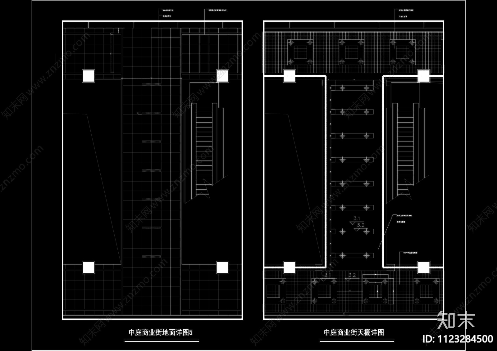 室内商业步行街cad施工图下载【ID:1123284500】