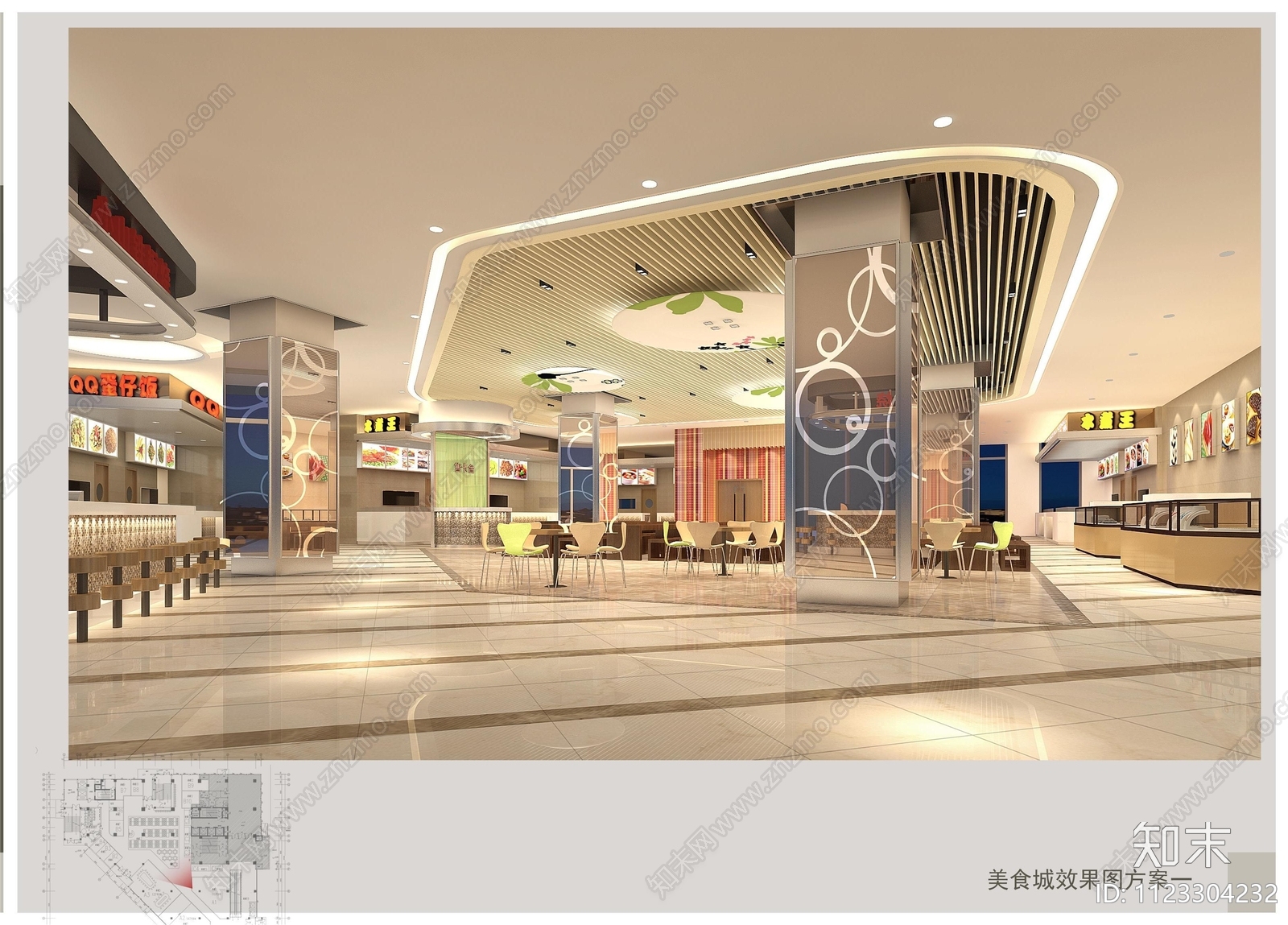 美食广场施工图下载【ID:1123304232】