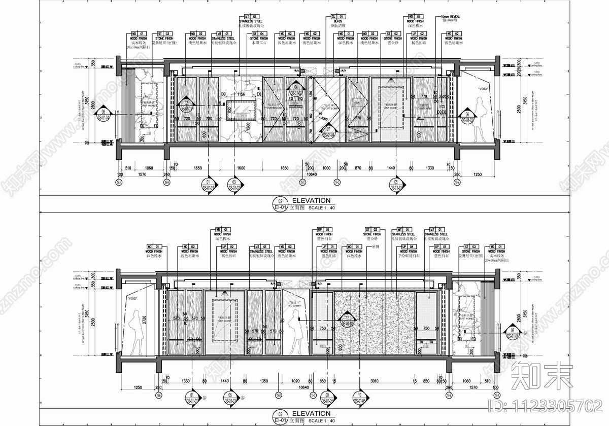 190㎡大平层cad施工图下载【ID:1123305702】