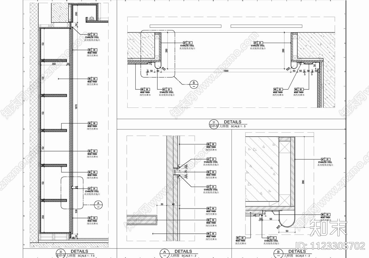 190㎡大平层cad施工图下载【ID:1123305702】