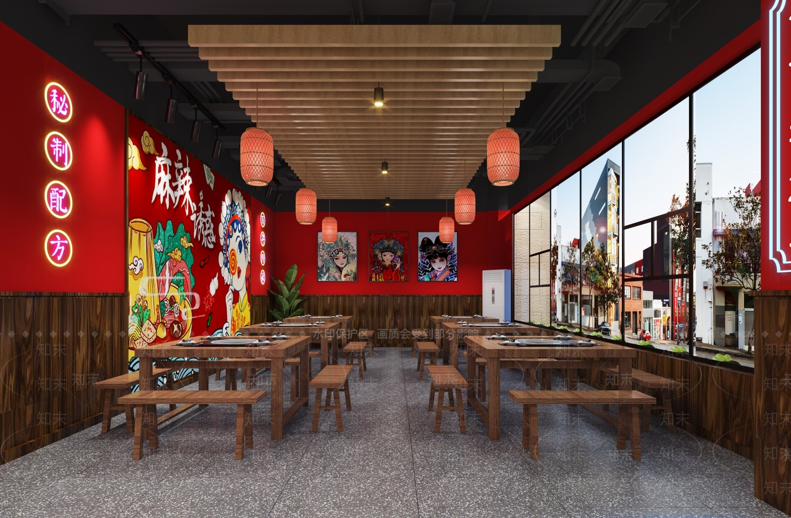 新中式国潮火锅店3D模型下载【ID:1123319362】