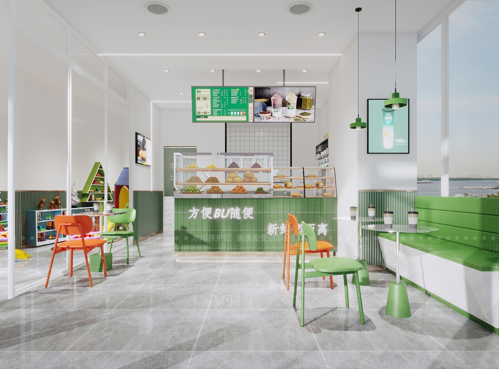 现代奶茶店3D模型下载【ID:1123317454】