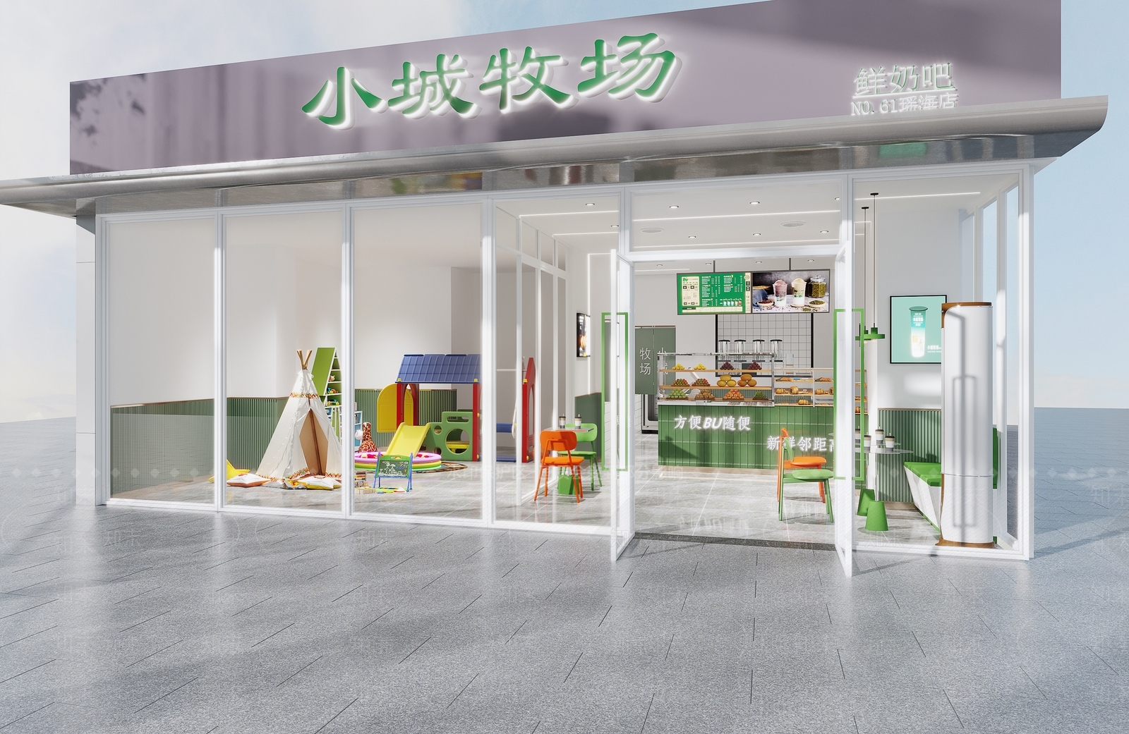 现代奶茶店3D模型下载【ID:1123317454】