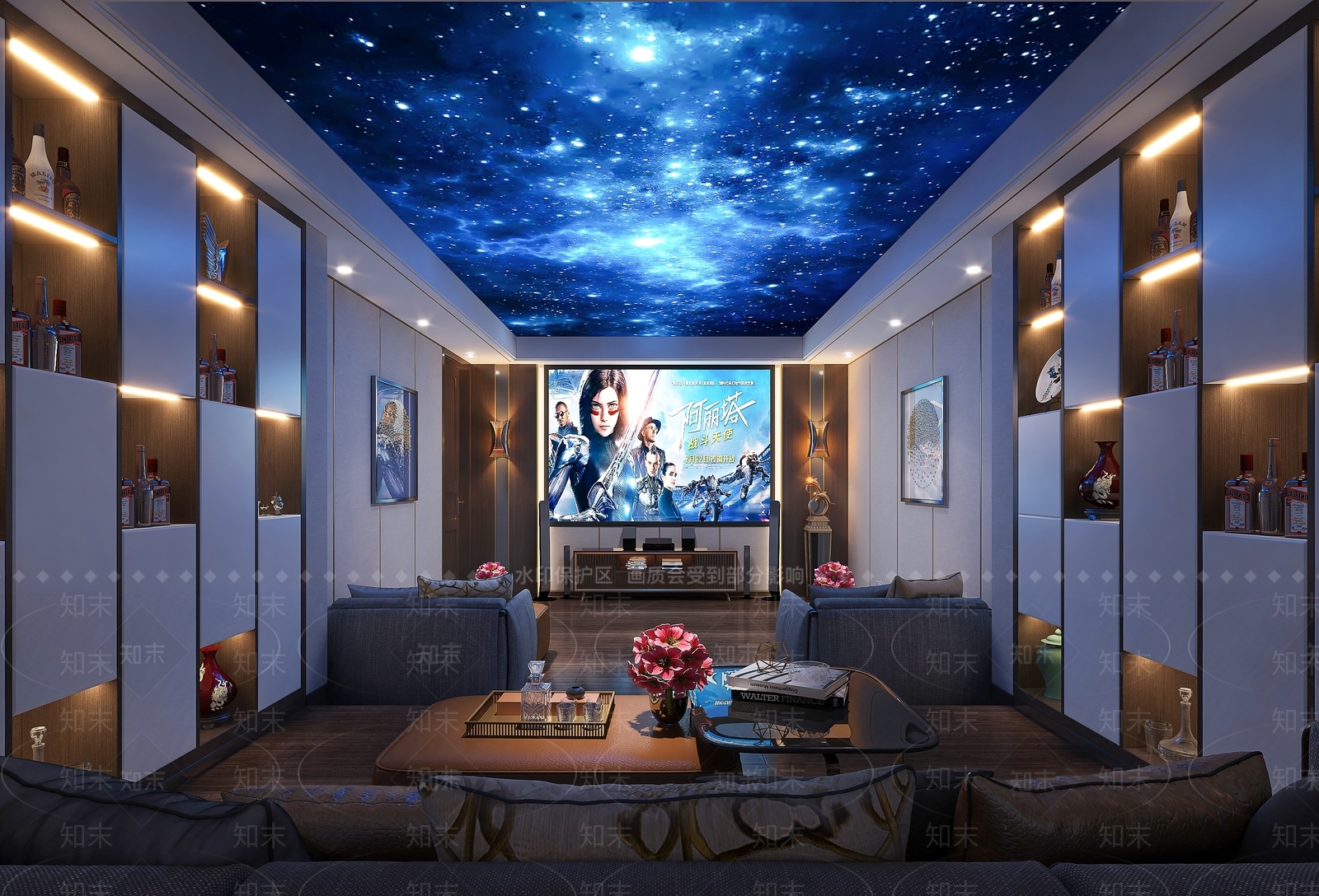 现代家居影音室3D模型下载【ID:1123319527】