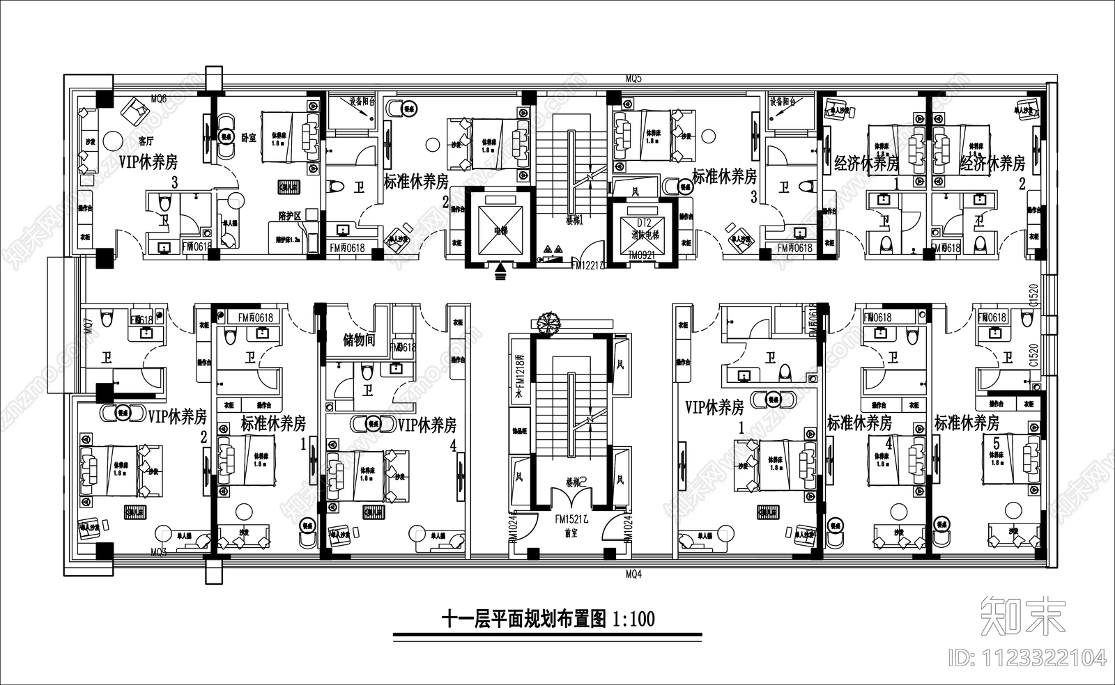 现代简约月子中心cad施工图下载【ID:1123322104】