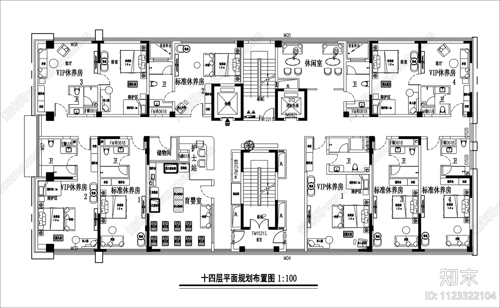 现代简约月子中心cad施工图下载【ID:1123322104】