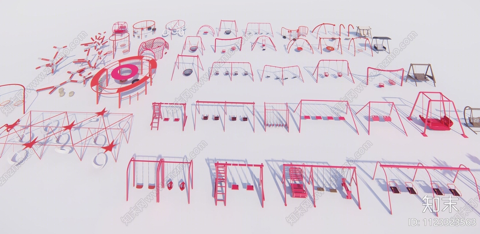 现代秋千集合SU模型下载【ID:1123323563】
