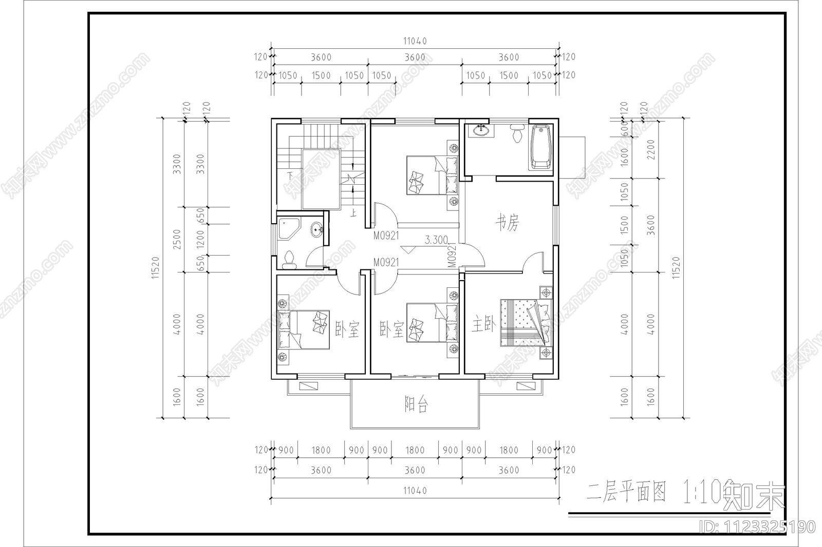 自建房别墅设计cad施工图下载【ID:1123325190】