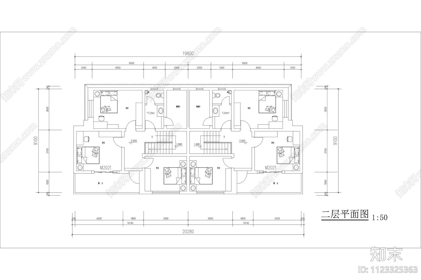 联排自建房别墅设计cad施工图下载【ID:1123325363】