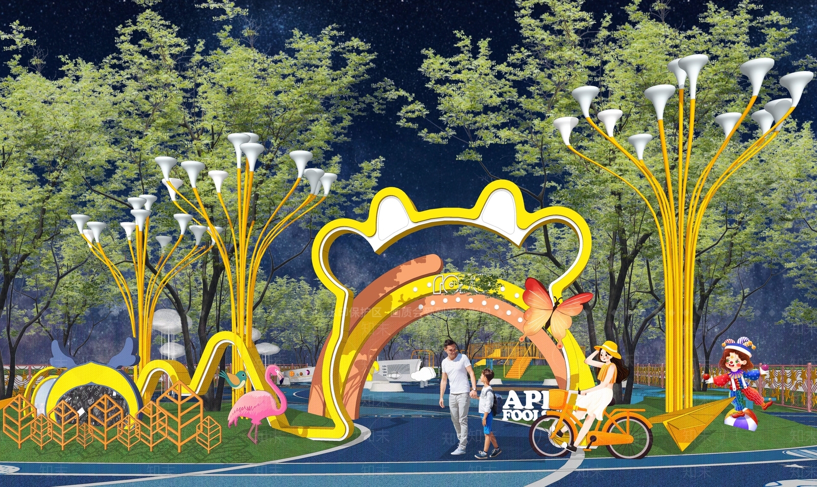 现代儿童乐园入口大门SU模型下载【ID:1123328363】