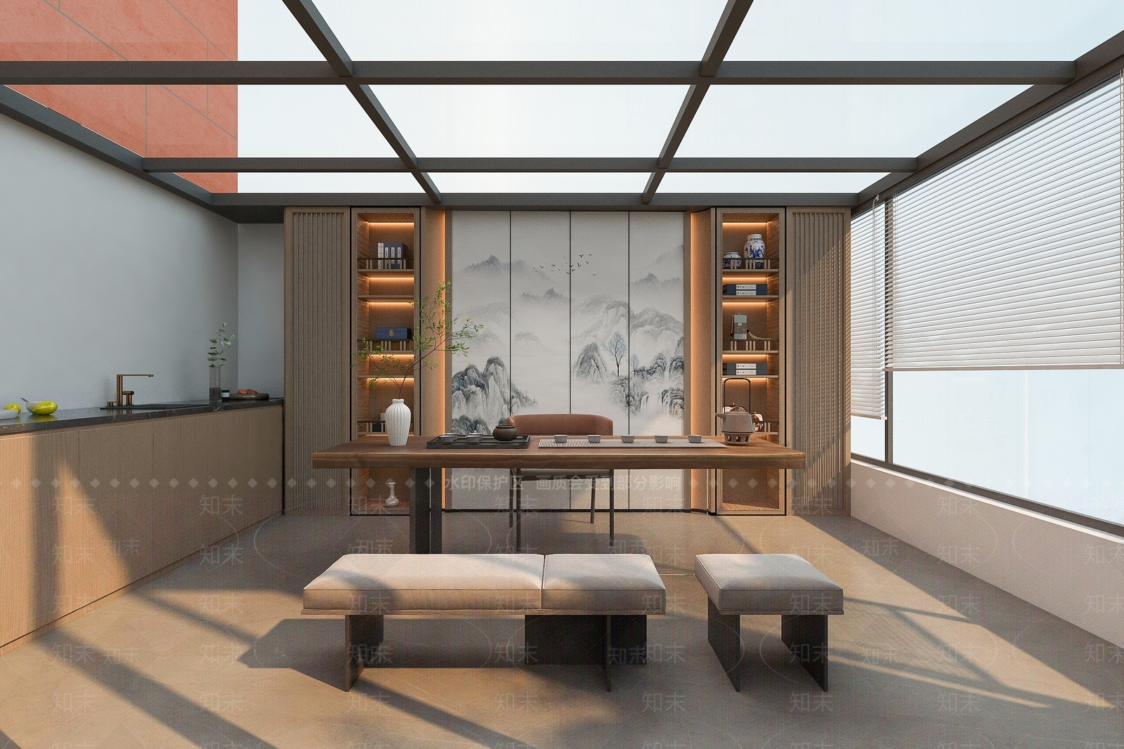 现代屋顶花园SU模型下载【ID:1123343079】_知末su模型网
