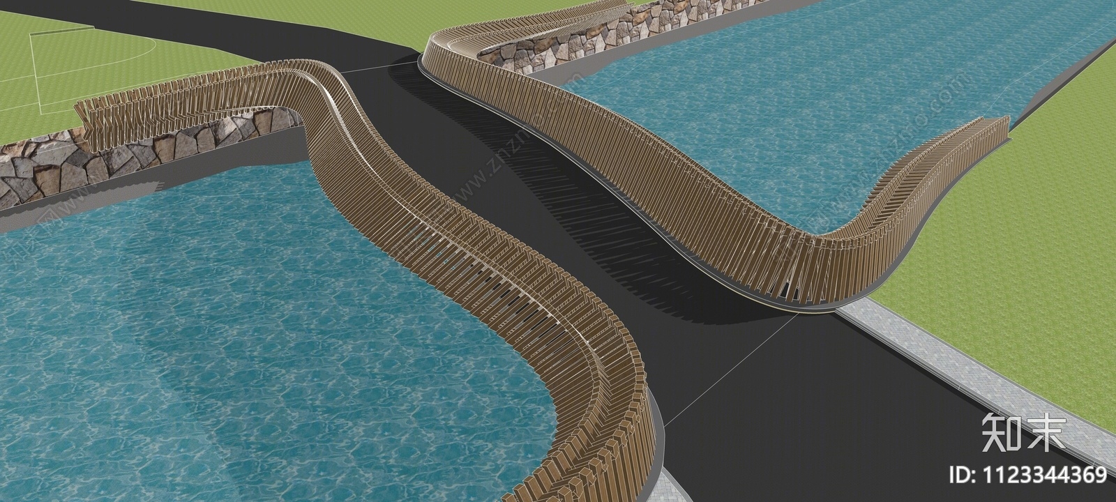 现代景观桥SU模型下载【ID:1123344369】