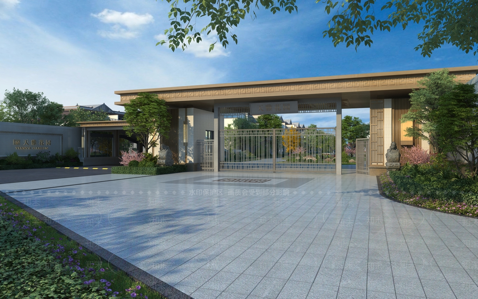 新中式入口大门3D模型下载【ID:1123346985】