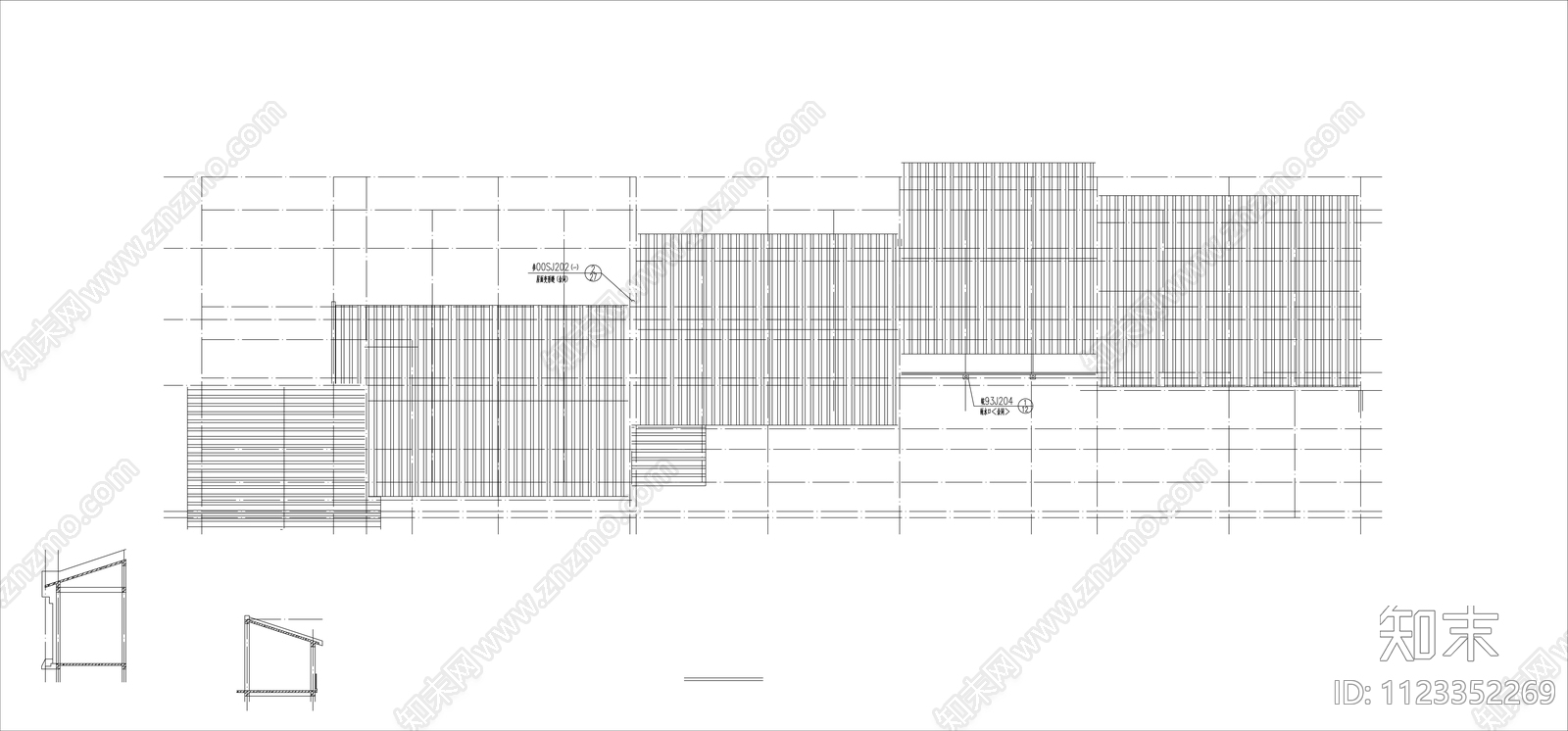 现代简约商业街建筑cad施工图下载【ID:1123352269】