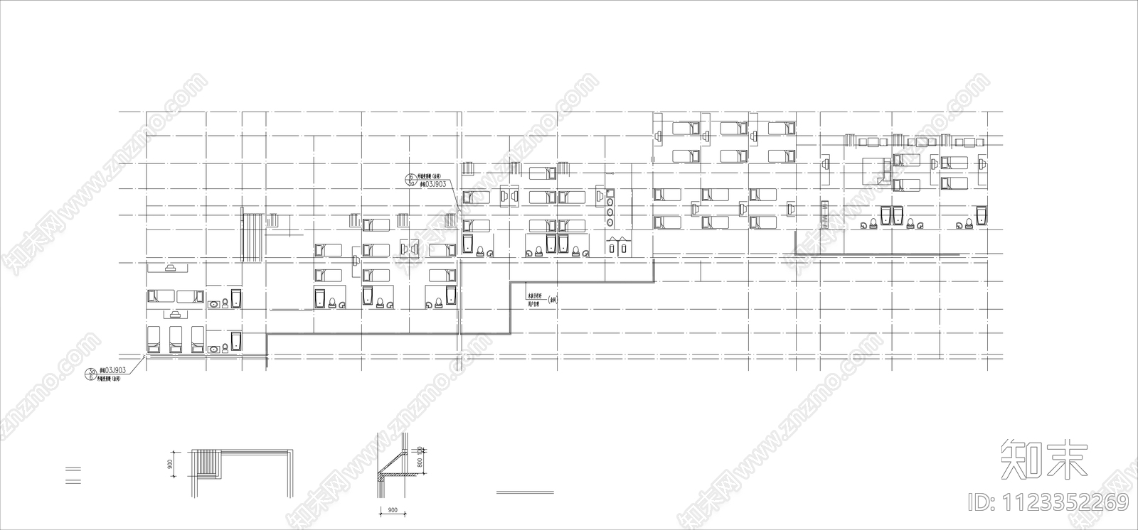 现代简约商业街建筑cad施工图下载【ID:1123352269】