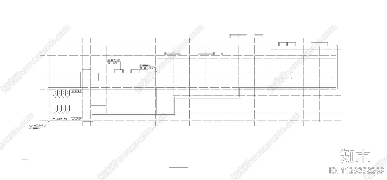 现代简约商业街建筑cad施工图下载【ID:1123352269】