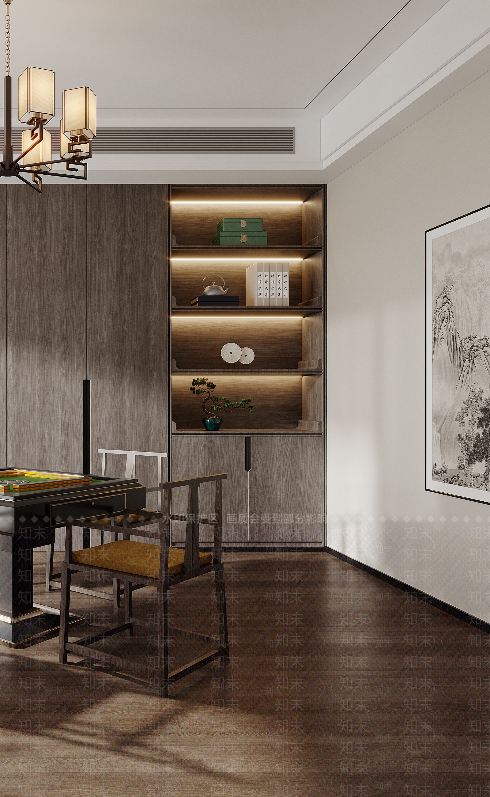 新中式麻将室3D模型下载【ID:1123355153】
