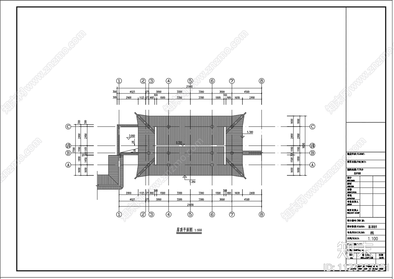 仿古歇山顶大门建筑施工图下载【ID:1123357951】