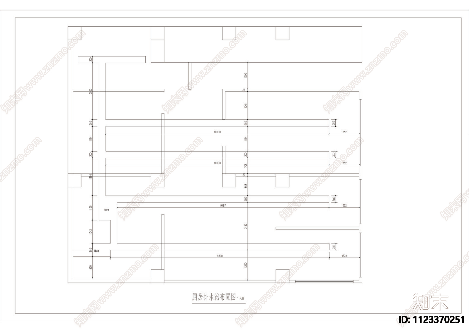 中餐厅布置和给排水电路图cad施工图下载【ID:1123370251】