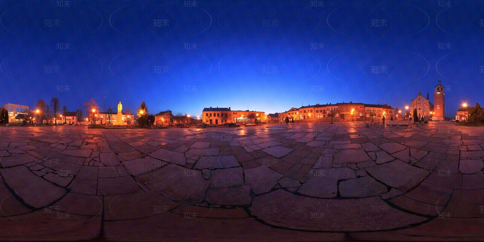 HDR小镇活动广场夜景贴图下载【ID:1123529014】