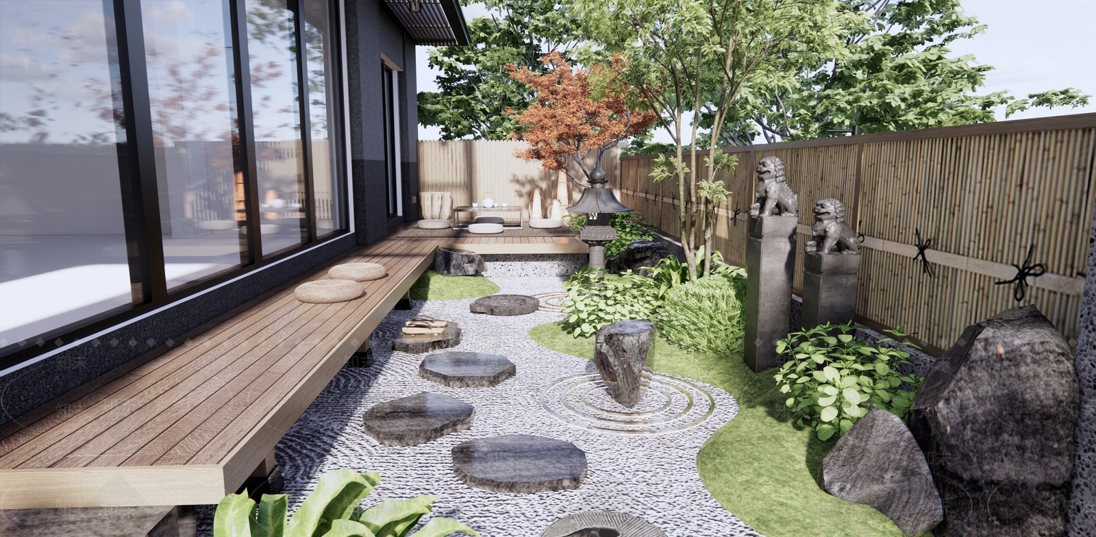 日式禅意庭院3D模型下载【ID:1123373680】_知末3d模型网