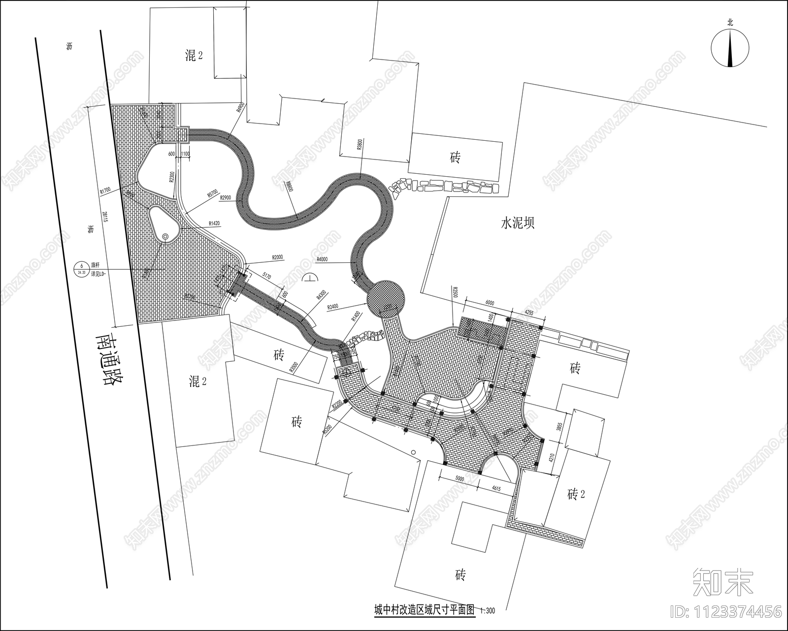 城中村改造区域平面图cad施工图下载【ID:1123374456】