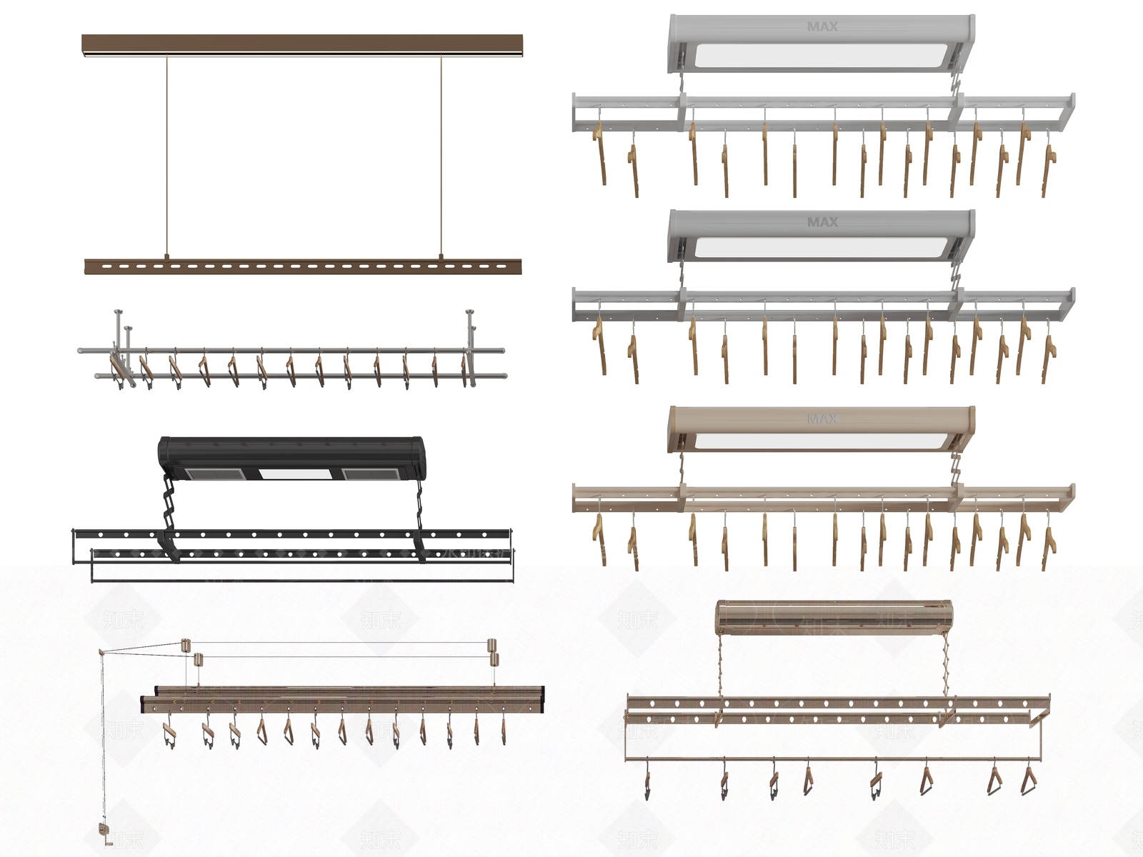 电动晾衣架组合3D模型下载【ID:1123375808】