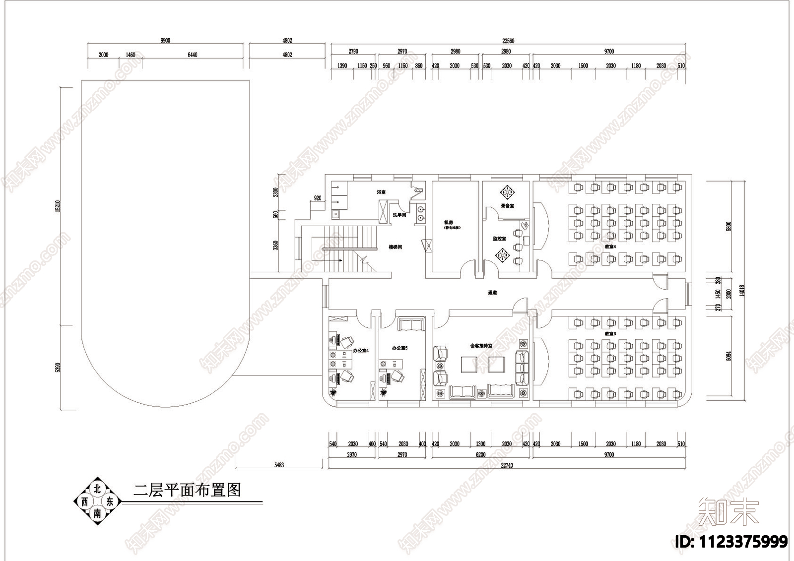 某培训学校装修图cad施工图下载【ID:1123375999】