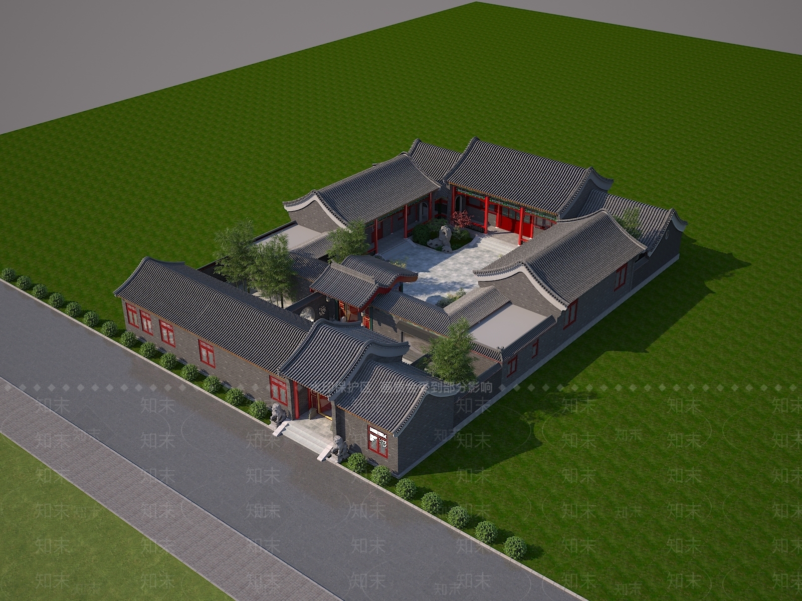 四合院3D模型精品下载_3dmax模型_知末网
